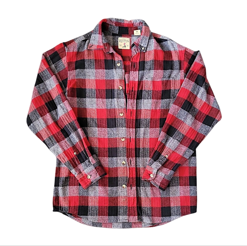 RedHead Brand | Red Classic Plaid Mens Button Up Shirt